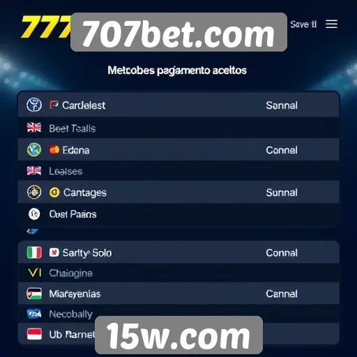 Métodos de pagamento aceitos em 707bet